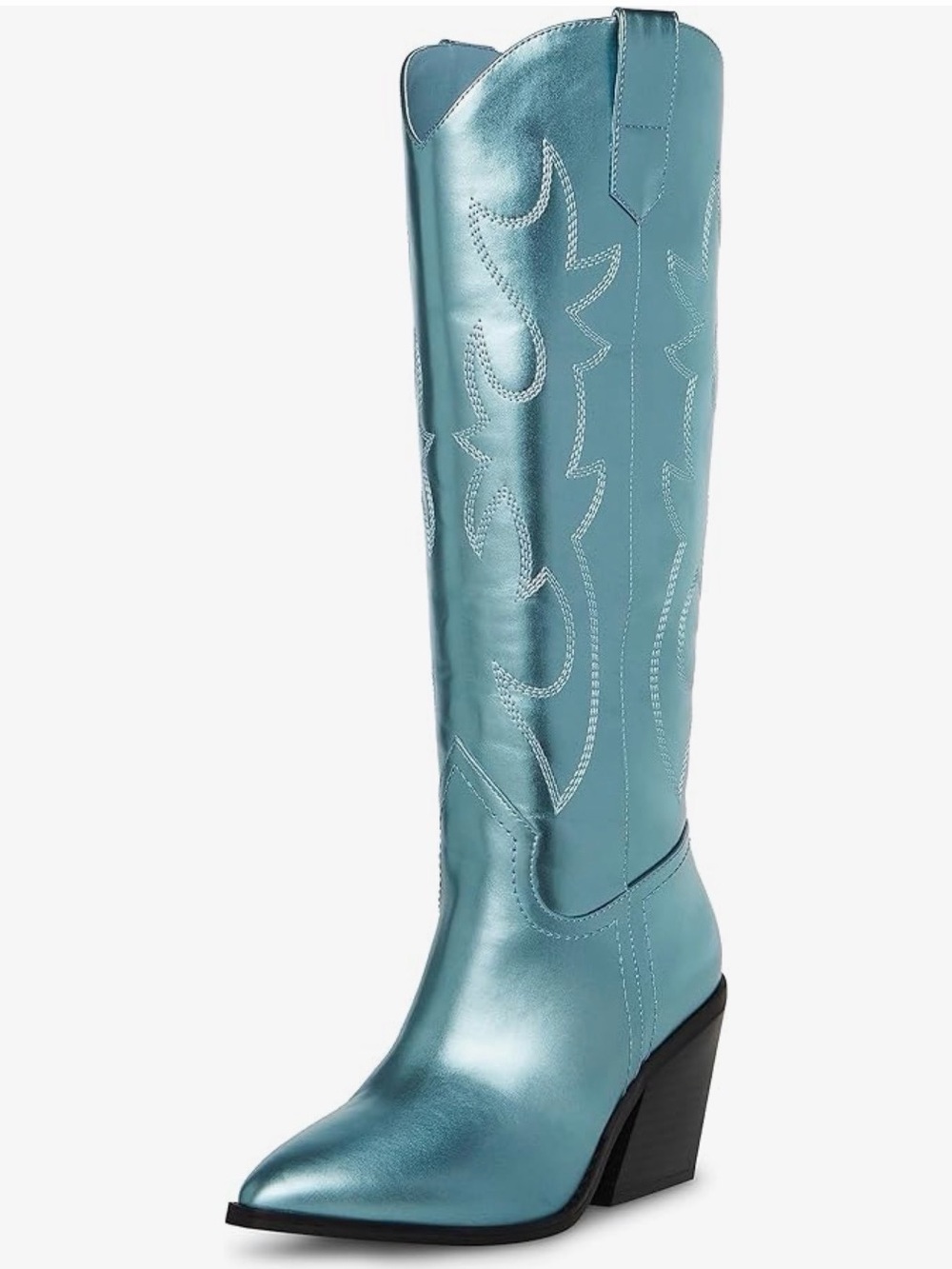 Madden Girl Metallic Teal Knee-High Western Boot